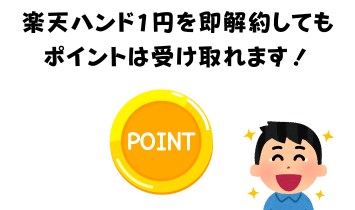 楽天ハンド1円を即解約してもポイントは受け取れます！